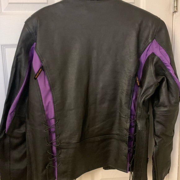 NWT  LEATHER BIKER JACKET  BK/PURPLE - Picture 6 of 7